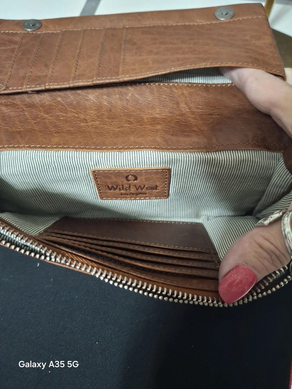 Wild West Leather Fold-Over Clutch Wallet - Brown